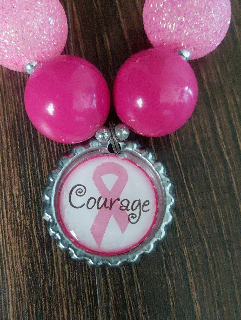 Breast Cancer Awareness Chunky Bead Necklace